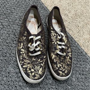 Riffle Paper Co x Keds Brown & Gold Lace-up Sneakers